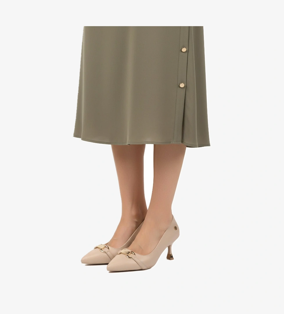 Pierre Cardin Siyah Krem Kadın Kısa İnce Topuklu Ayakkabı Pc-55015 Z model görseli