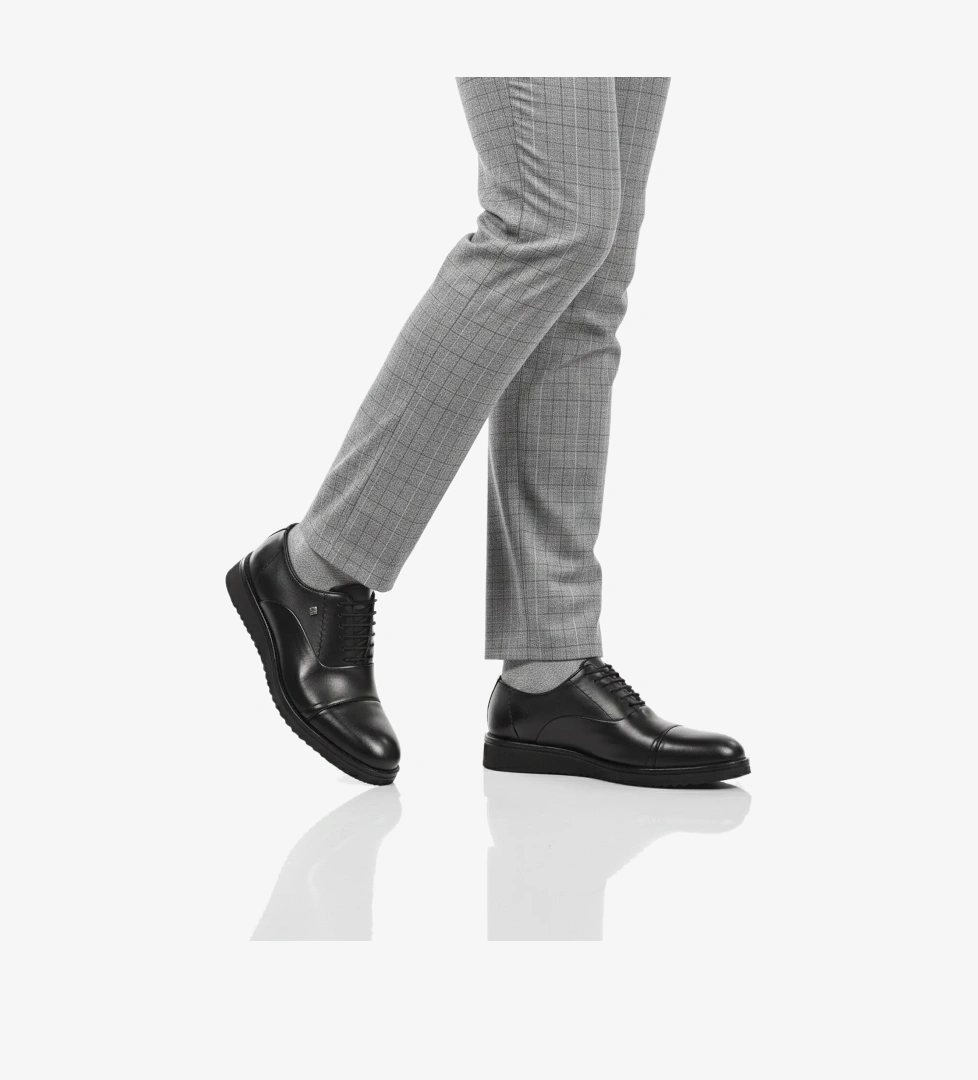 Siyah Eva Taban Hafif Hakiki Deri Erkek Klasik Ayakkabı 3250 M - Görsel 1