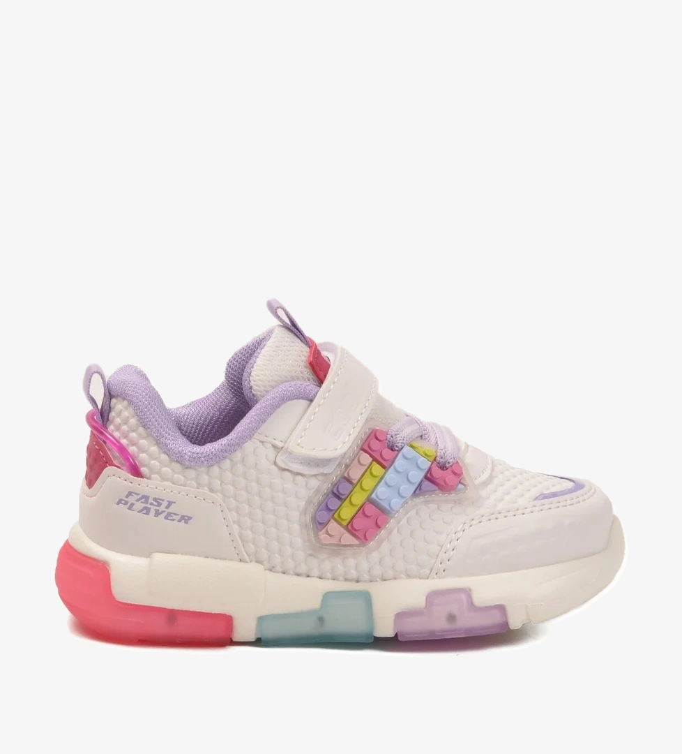 Lila Cırtlı Işıklı Hafif Bebek Spor Ayakkabı Heros B