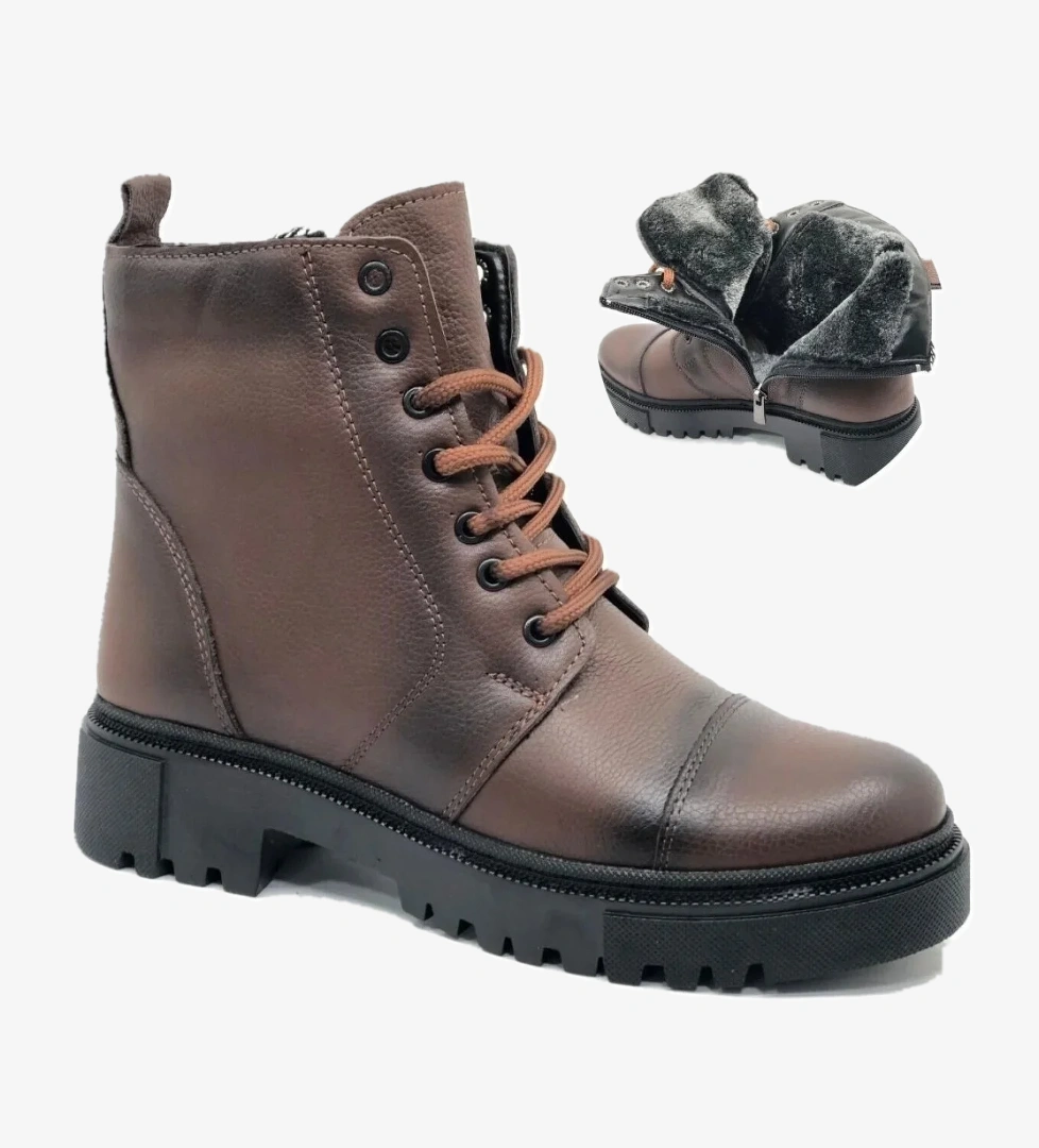 EK 24 Kadın Hakiki Deri Dikişli Postal Bot