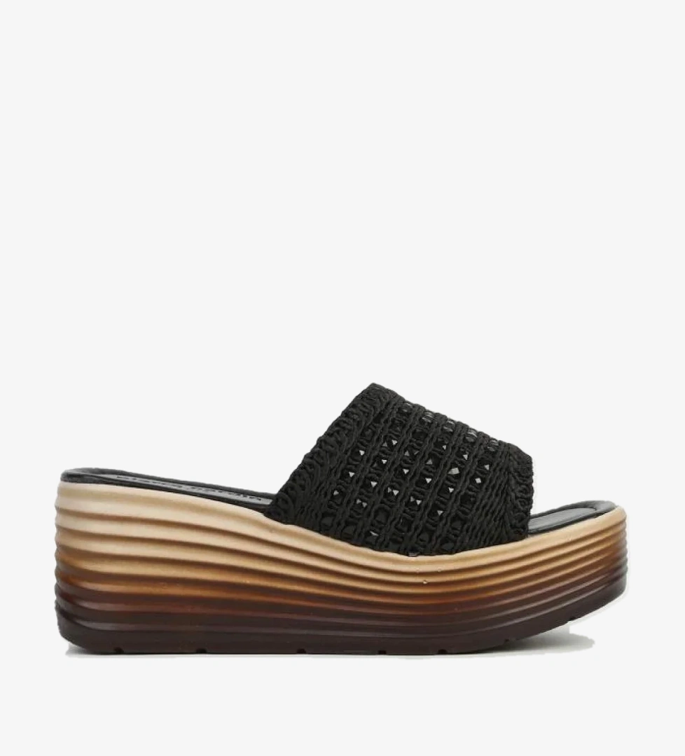 PC 54573 Siyah Kadın Dolgu Topuklu Terlik