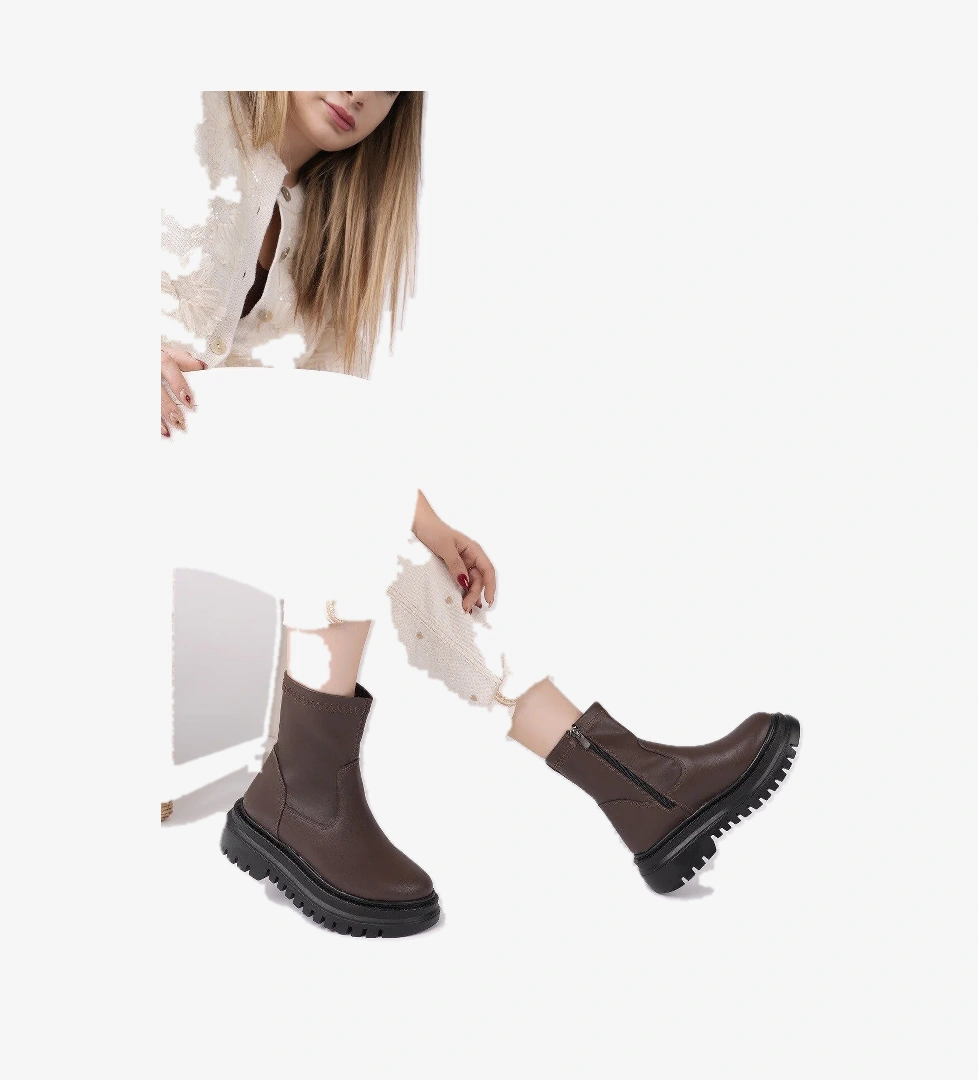 PİTA Kalın Taban Fermuarlı Kadın Bot