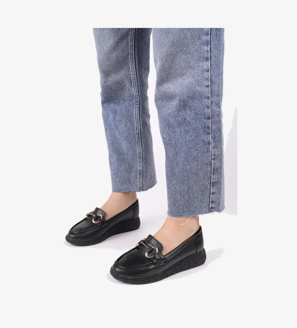 POLARA Kalın Taban Toka Detaylı Kadın Günlük Loafer Ayakkabı