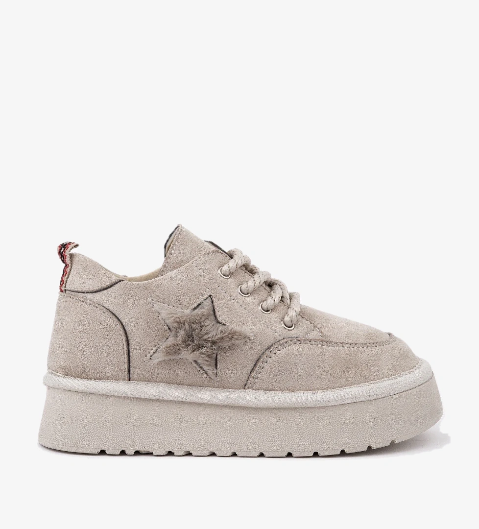 TRUNKS Kalın Taban Bağcıklı Yıldız Detaylı Çocuk Kışlık Sneaker Spor Ayakkabı - Görsel 1