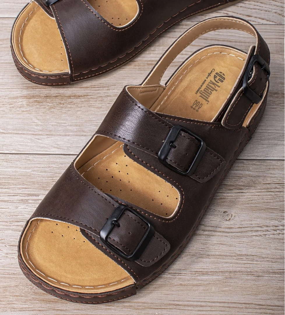 Garman Anatomik Ortopedik Çift Tokalı Günlük Erkek Sandalet - Görsel 1