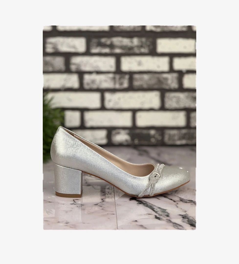 B20 Stiletto Topuklu Zarif Şık Kadın Ayakkabı Açık Gri - Görsel 1