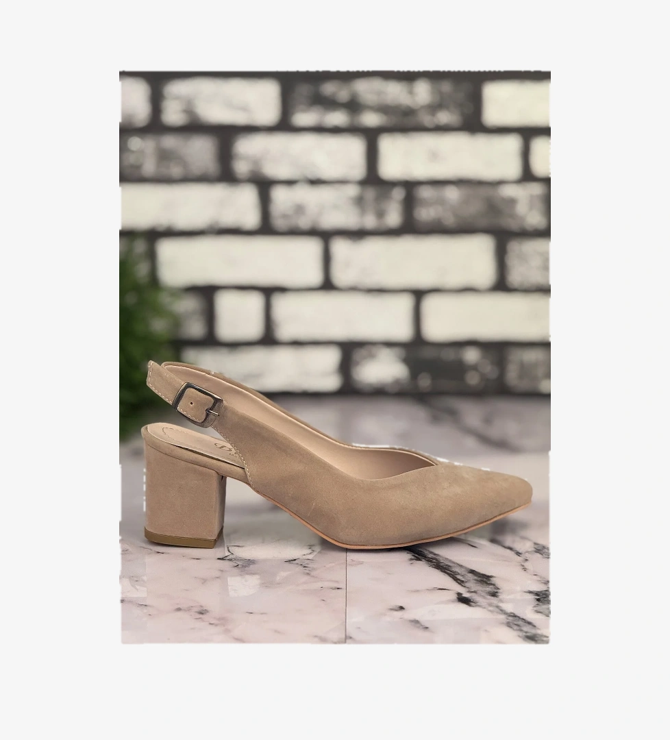 Ghattix B15 Stiletto Topuklu Zarif Şık Kadın Ayakkabı Bej model görseli