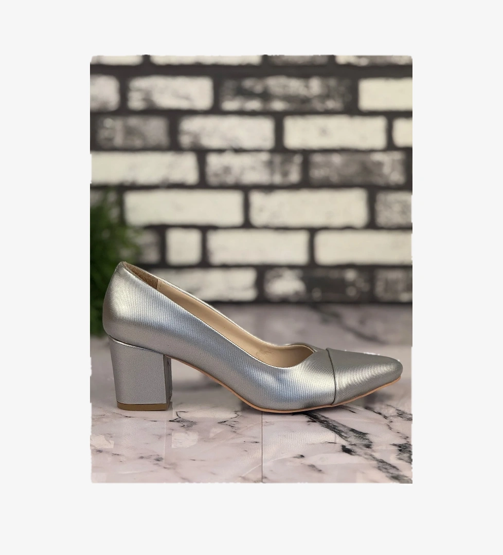 Ghattix B13 Stiletto Topuklu Zarif Şık Kadın Ayakkabı Gri model görseli