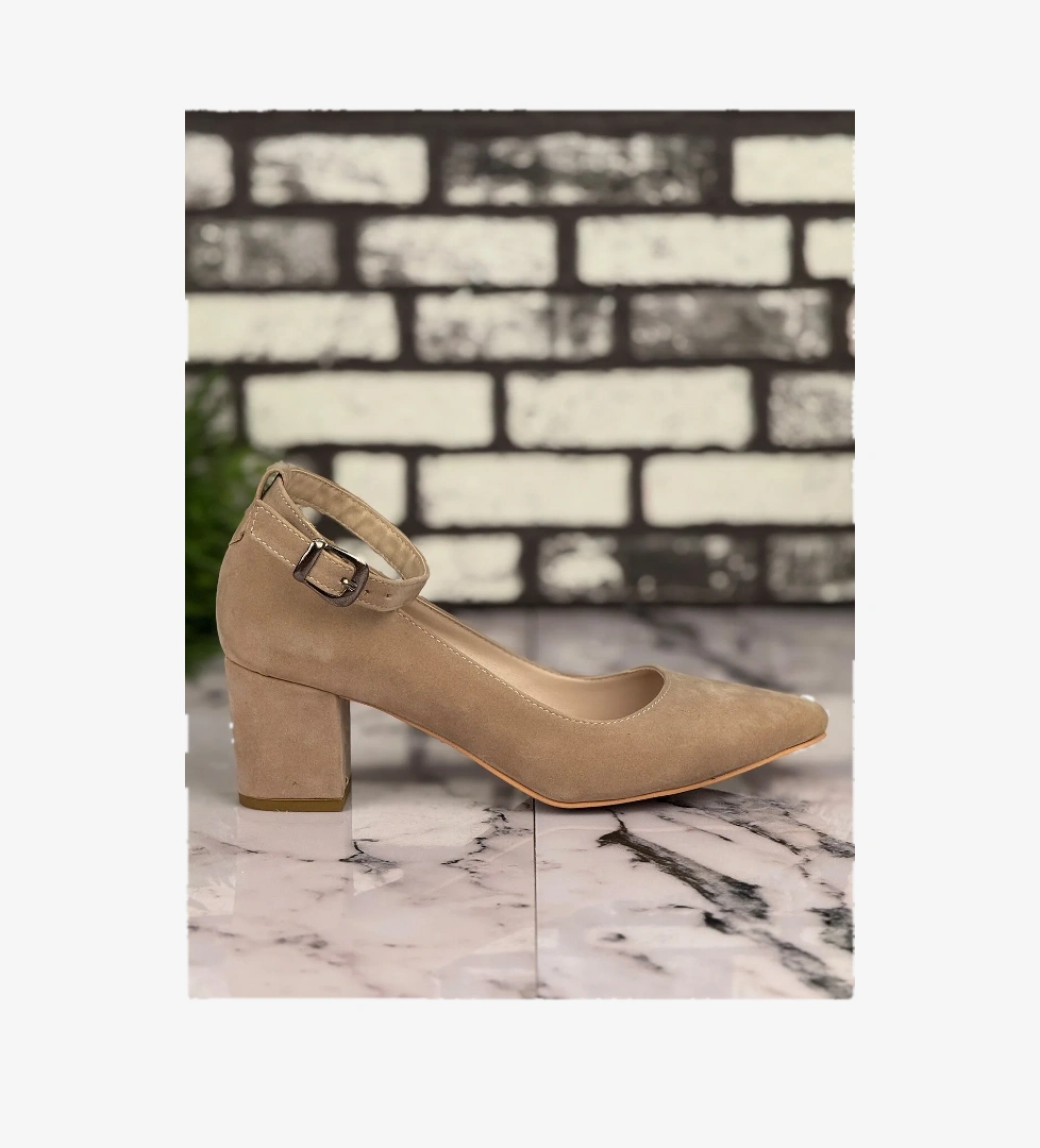 B05 Stiletto Topuklu Zarif Şık Kadın Ayakkabı Bej - Görsel 1