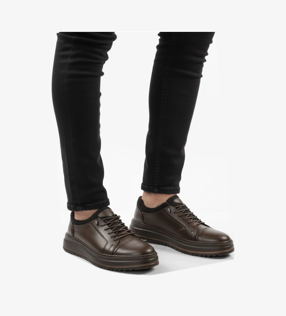 Erkek Hakiki Deri Rahat Yumuşak Kalın Taban Casual Ayakkabı AY-1040-K