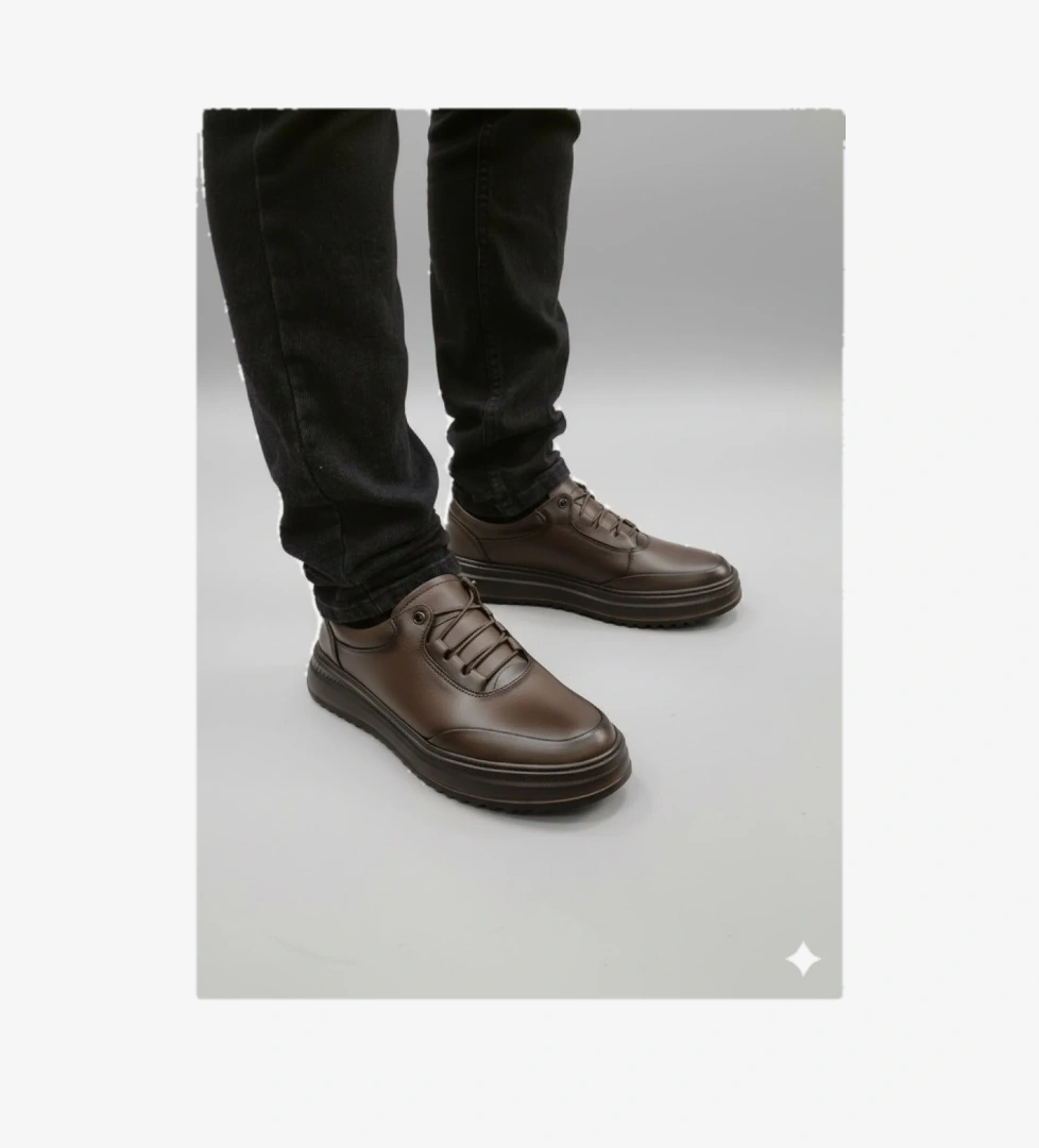 Erkek Hakiki Deri Rahat Yumuşak Kalın Taban Casual Ayakkabı AY-1015-K - Görsel 1