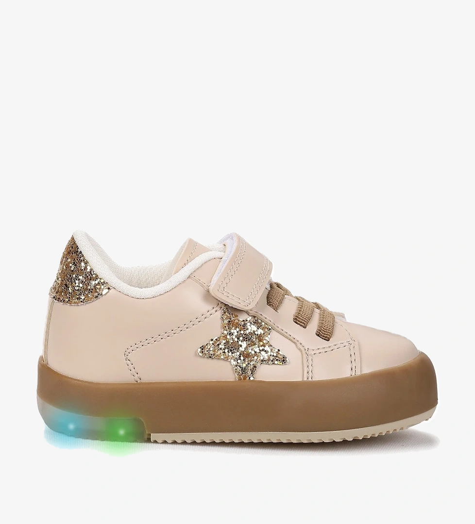 Rena Günlük Cırtlı Işıklı Kız Bebek Spor Ayakkabı Bej