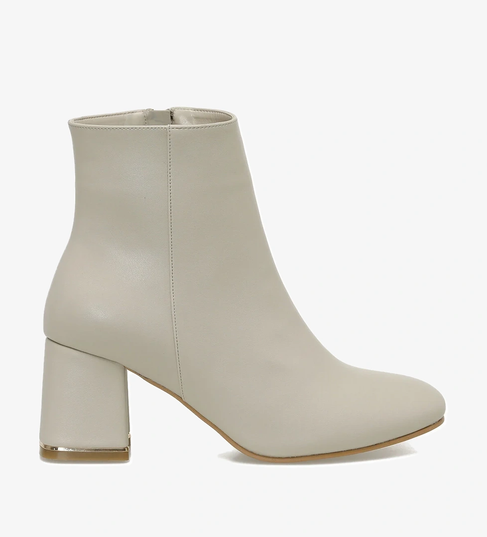 21K-256 5PR Bej Kadın Topuklu Bot - Görsel 1