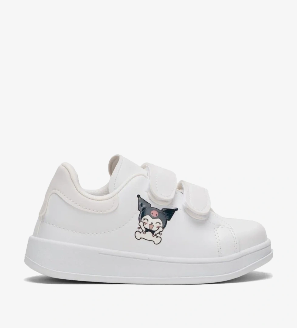 Çocuk Kuromi Baskılı Cırtlı Unisex Spor Ayakkabı BEYAZ