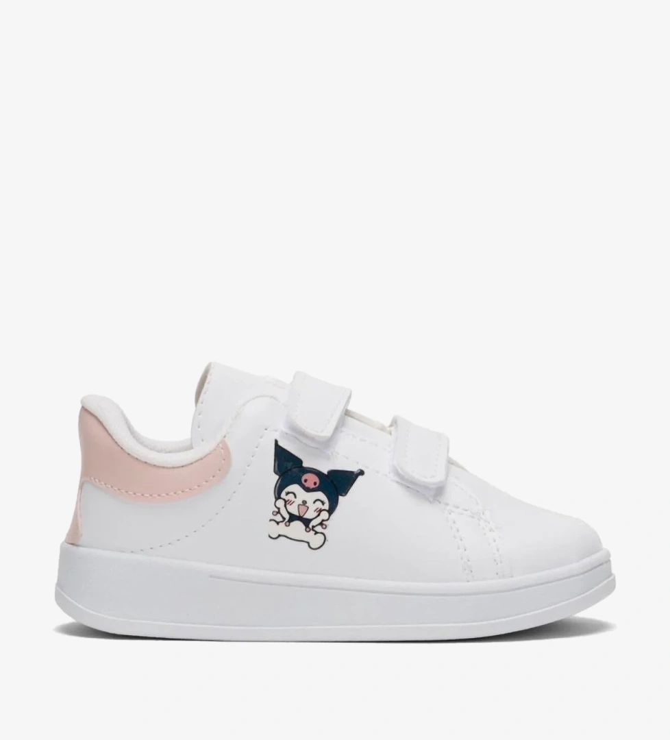 Çocuk Kuromi Baskılı Cırtlı Unisex Spor Ayakkabı BEYAZ - PUDRA