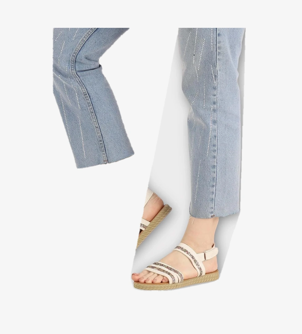 Kadın Cırtlı Bant Detaylı Sandalet BEYAZ