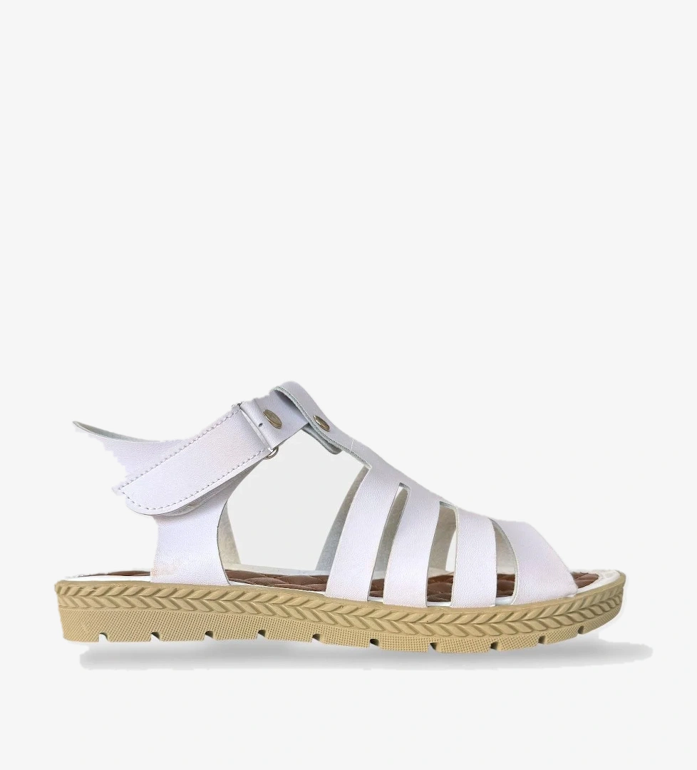 Liger Kadın Cırtlı Önü Ve Arkası Açık Yazlık Sandalet Beyaz Vi̇zon model görseli
