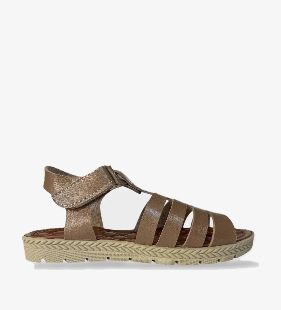 Kadın Cırtlı Önü ve Arkası Açık Yazlık Sandalet VİZON