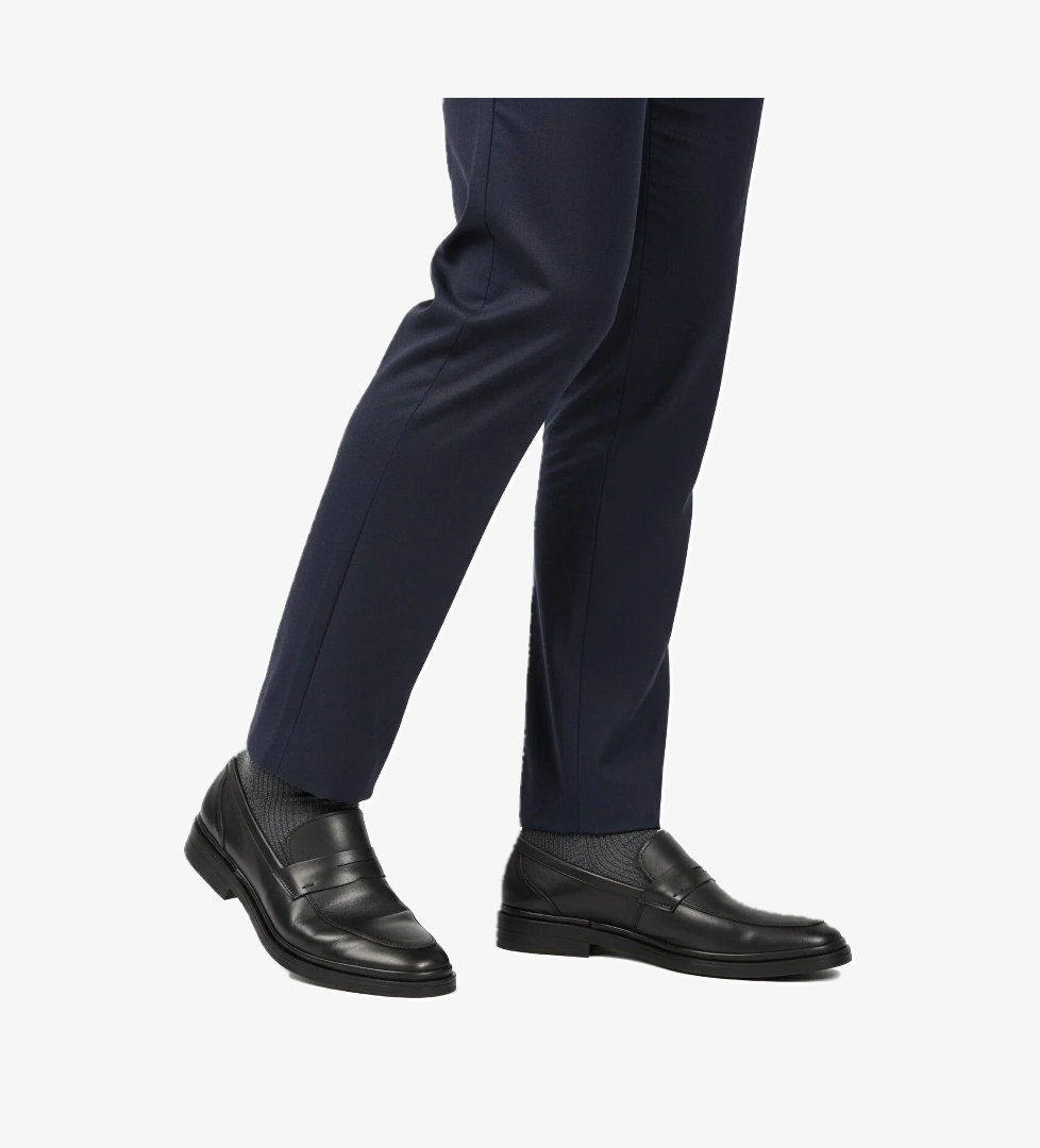 Siyah Hakiki Deri Erkek Casual Ayakkabı DSN 2033 M - Görsel 1