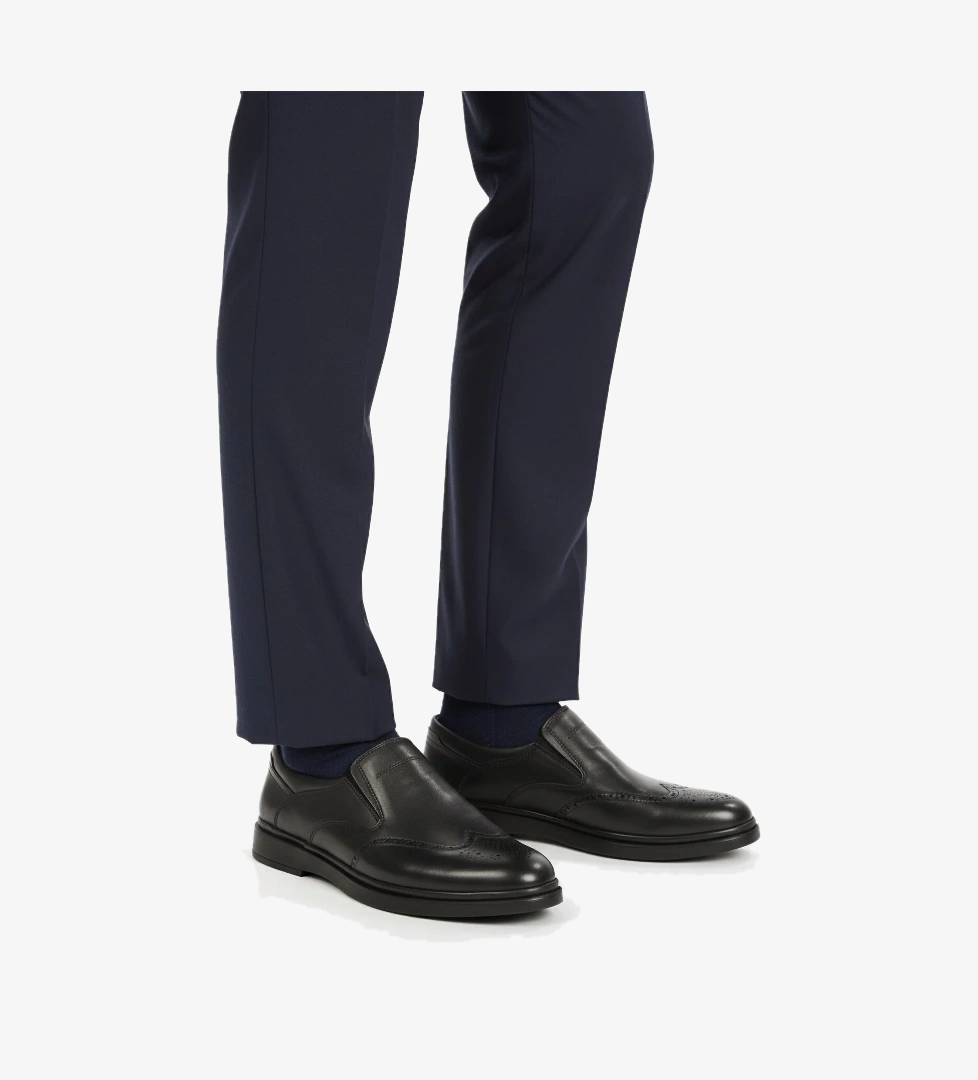 Siyah Hakiki Deri Erkek Casual Ayakkabı DSN 2031 M