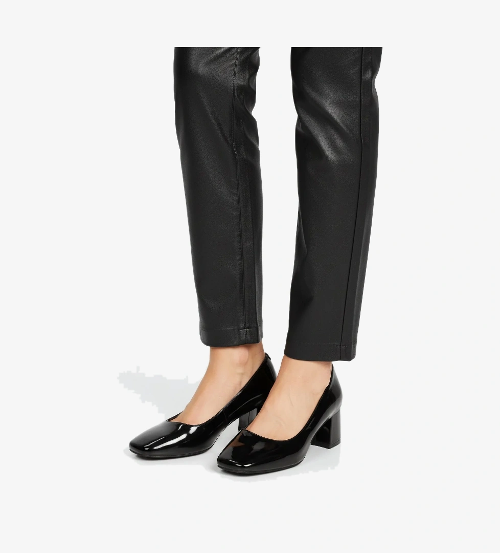 Siyah Rugan Kalın Topuklu Kadın Abiye Ayakkabı 695042 Z