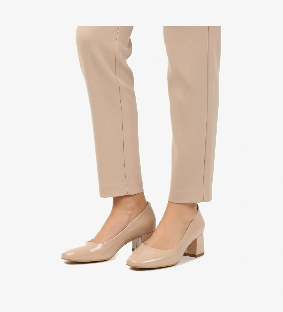 Bej Rugan Kalın Topuklu Kadın Abiye Ayakkabı 695042 Z