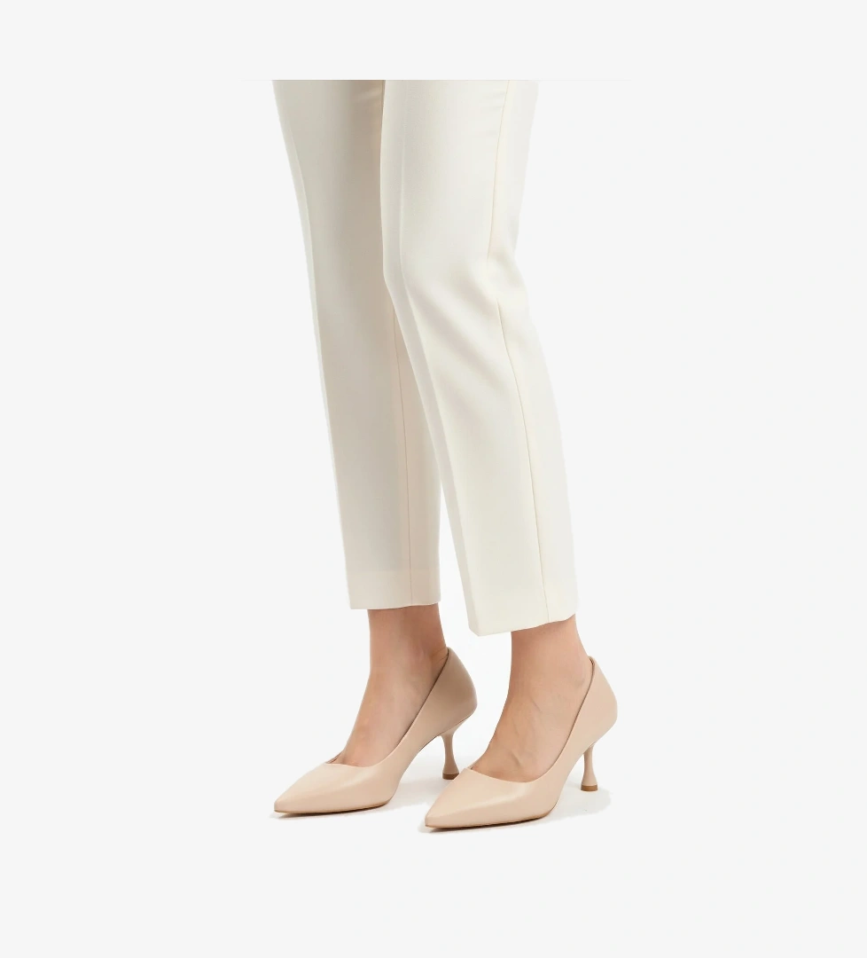 Bej Süet Kadın İnce Kısa Topuklu Abiye Ayakkabı 695033 Z