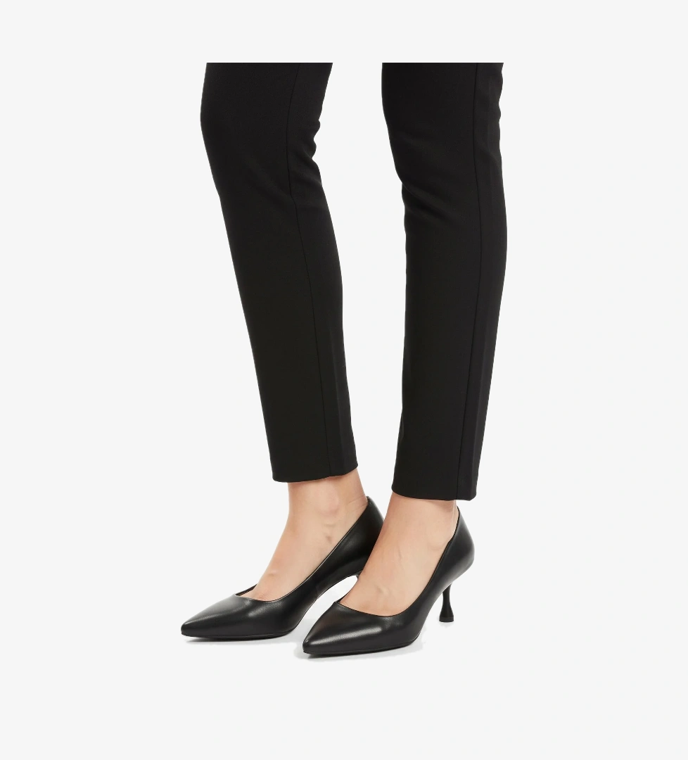 Siyah Cilt Kadın İnce Kısa Topuklu Abiye Ayakkabı 695033 Z