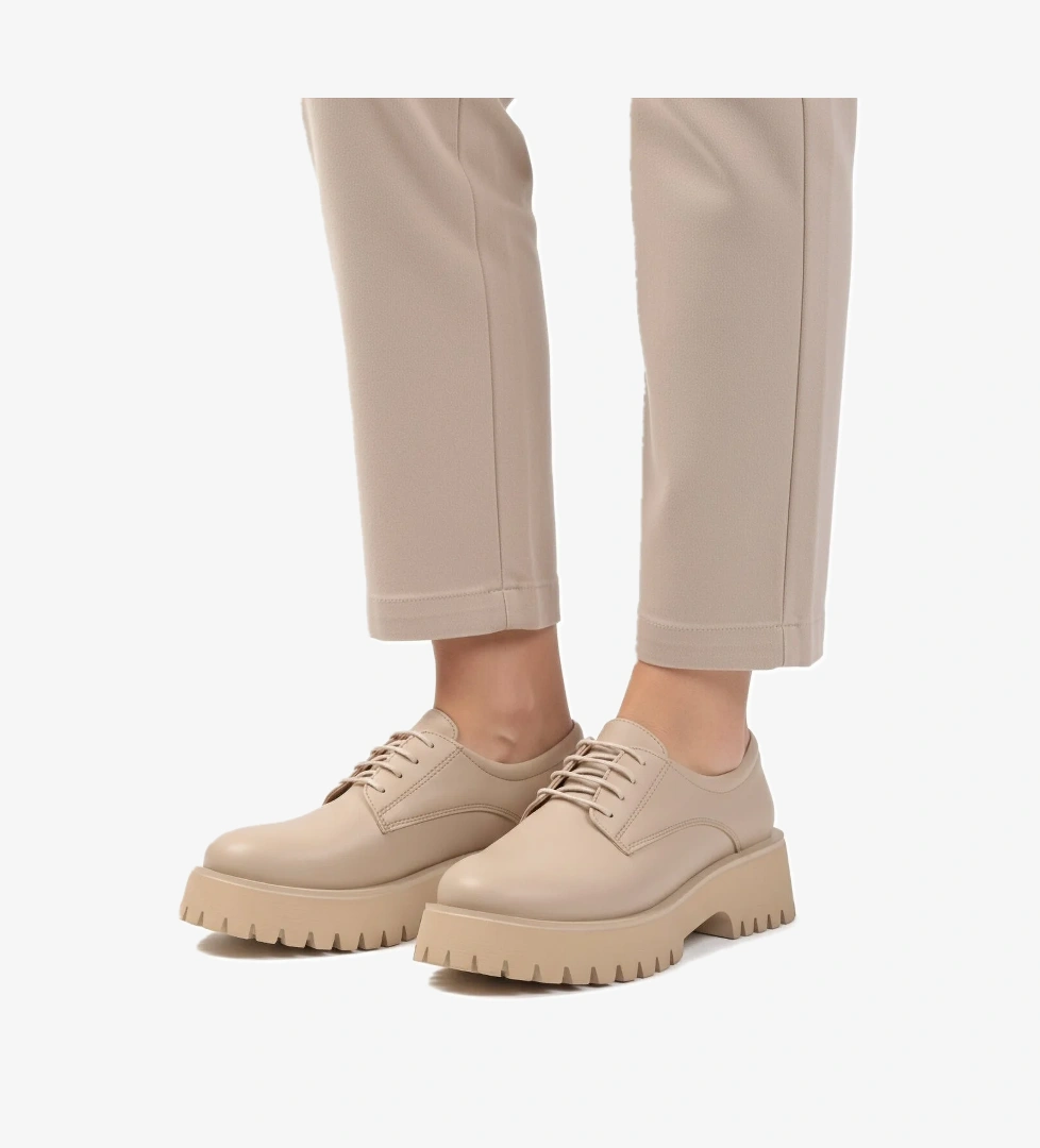 Bej Cilt Kalın Taban Kadın Casual Ayakkabı 572451 Z