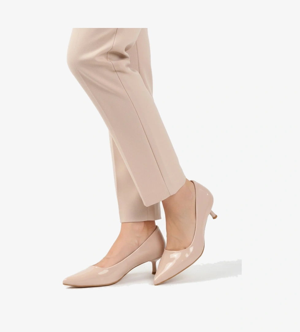 Bej Rugan Hafif Kadın İnce Kısa Topuklu Ayakkabı 458343 Z