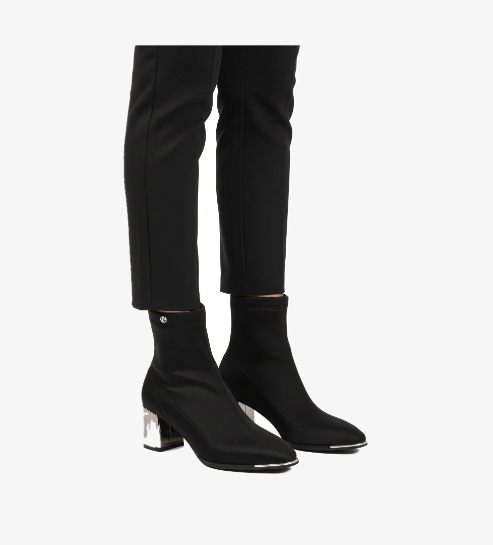 Pierre Cardin Siyah Streç Bilek Üstü Hafif Sivri Burun Topuklu Kadın Bot PC-54967 Z model görseli