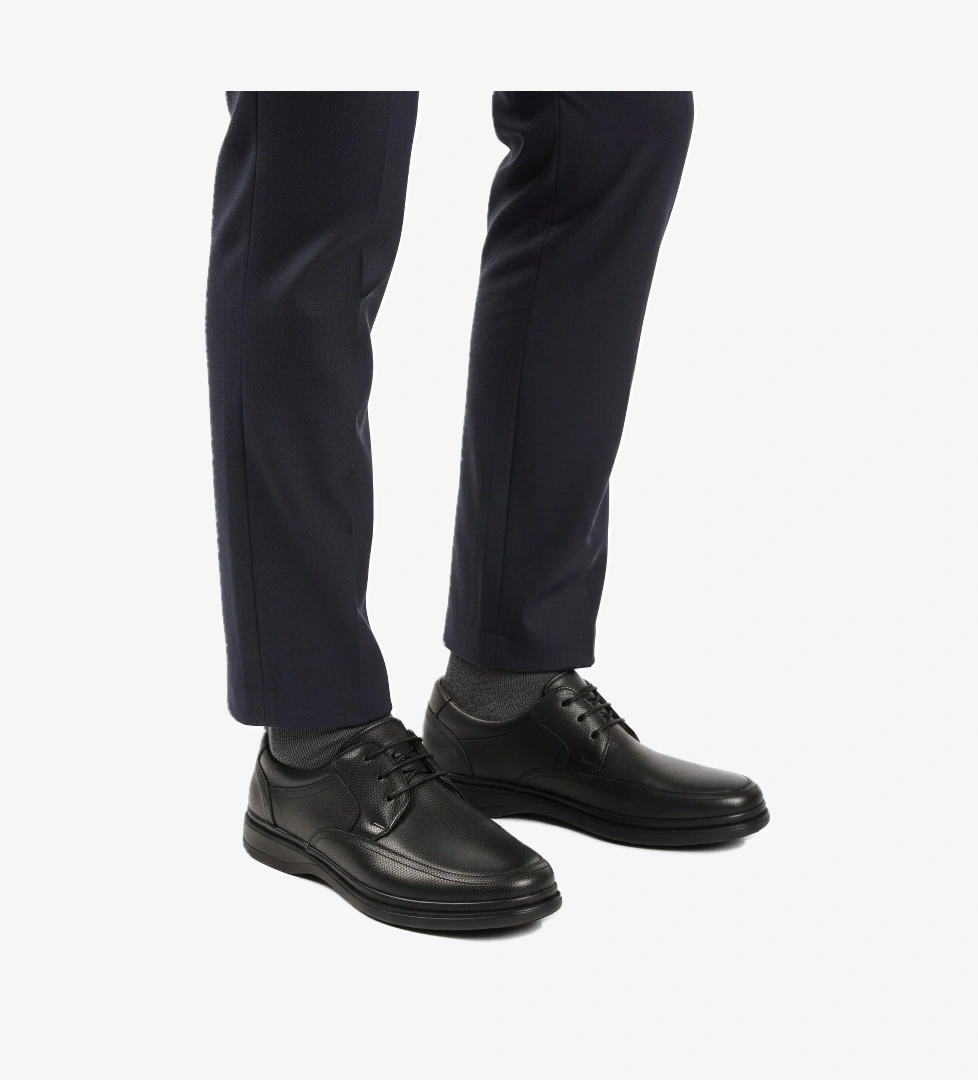 Siyah Kırışık Hakiki Deri Erkek Casual Ayakkabı DSN 2038 M