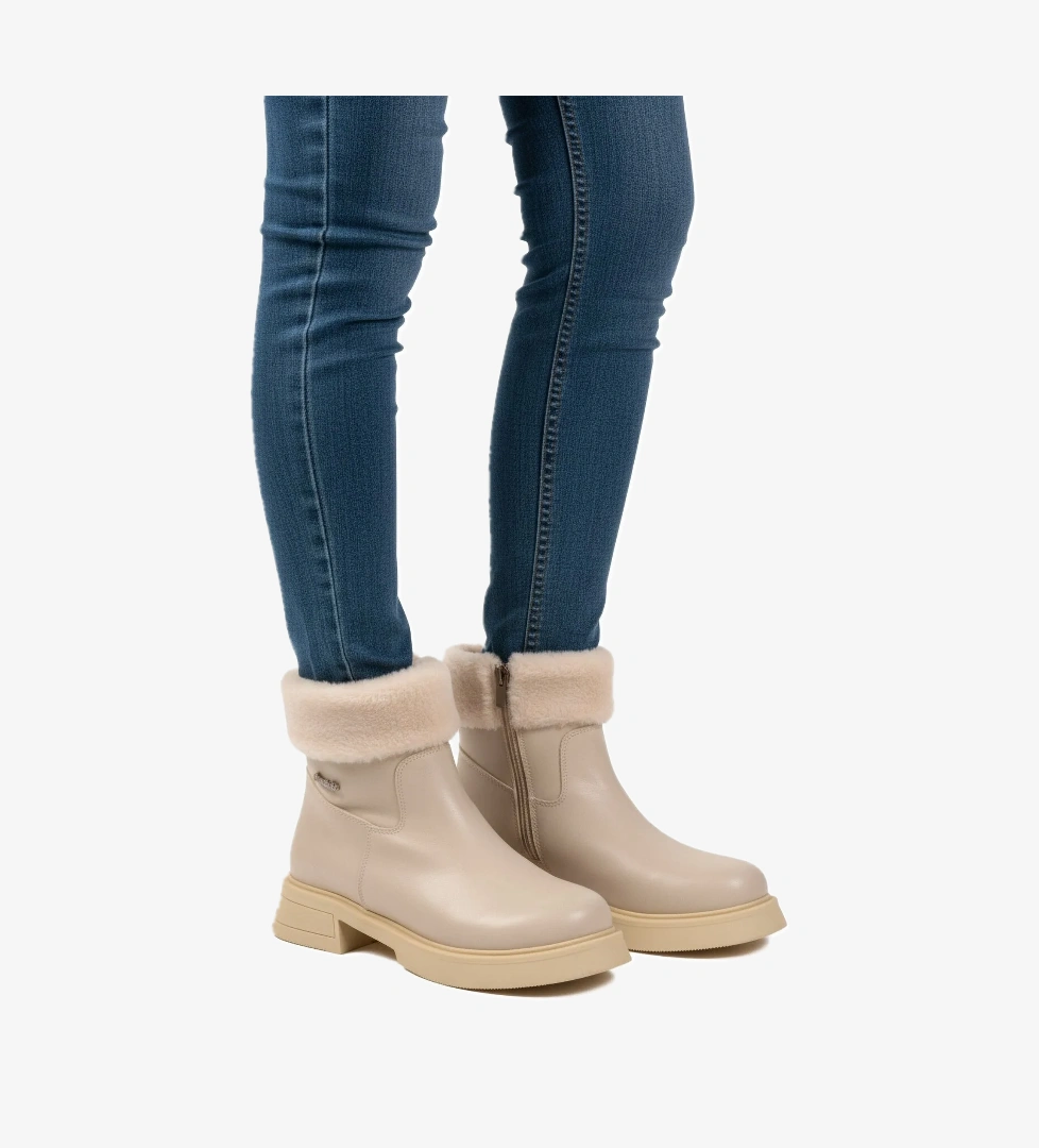 Krem İçi Polarlı Kaymaz Taban Soğuğa Dirençli Kadın Bot PC-55268 Z