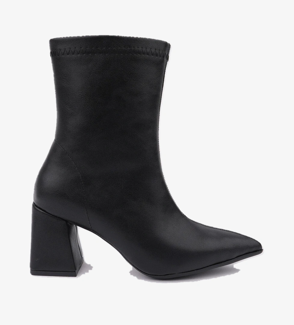 CODİ Sivri Burun Kalın Topuklu Fermuarlı Kadın Bot