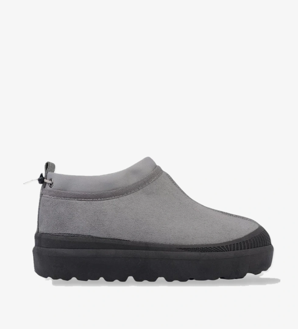 Süet Kalın Taban İçi Kürklü Arkadan Lastikli Kadın Bot FÜME - Görsel 1