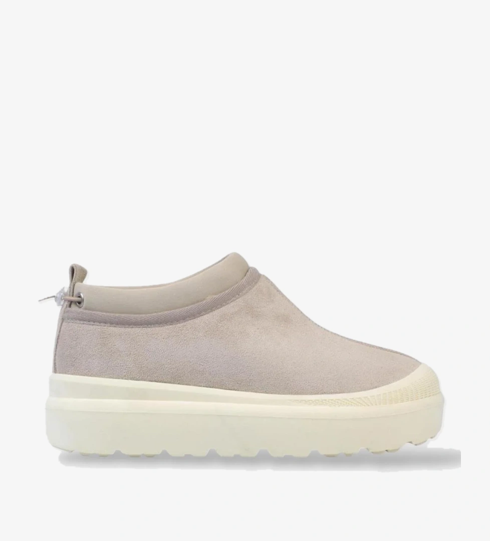 Süet Kalın Taban İçi Kürklü Arkadan Lastikli Kadın Bot BEJ