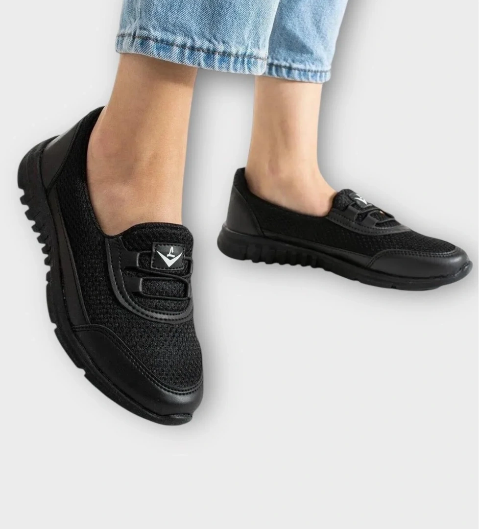 Kadın Ortopedik Fileli Anne Babet Günlük Ayakkabı SİYAH