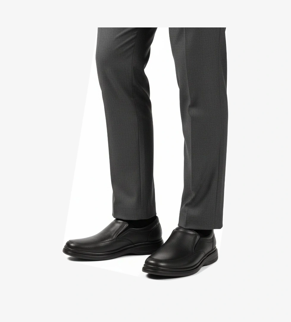 Aspor Siyah Kırışık Hakiki Deri Erkek Casual Ayakkabı