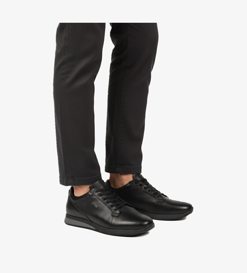 Siyah Floter Hakiki Deri Erkek Casual Ayakkabı