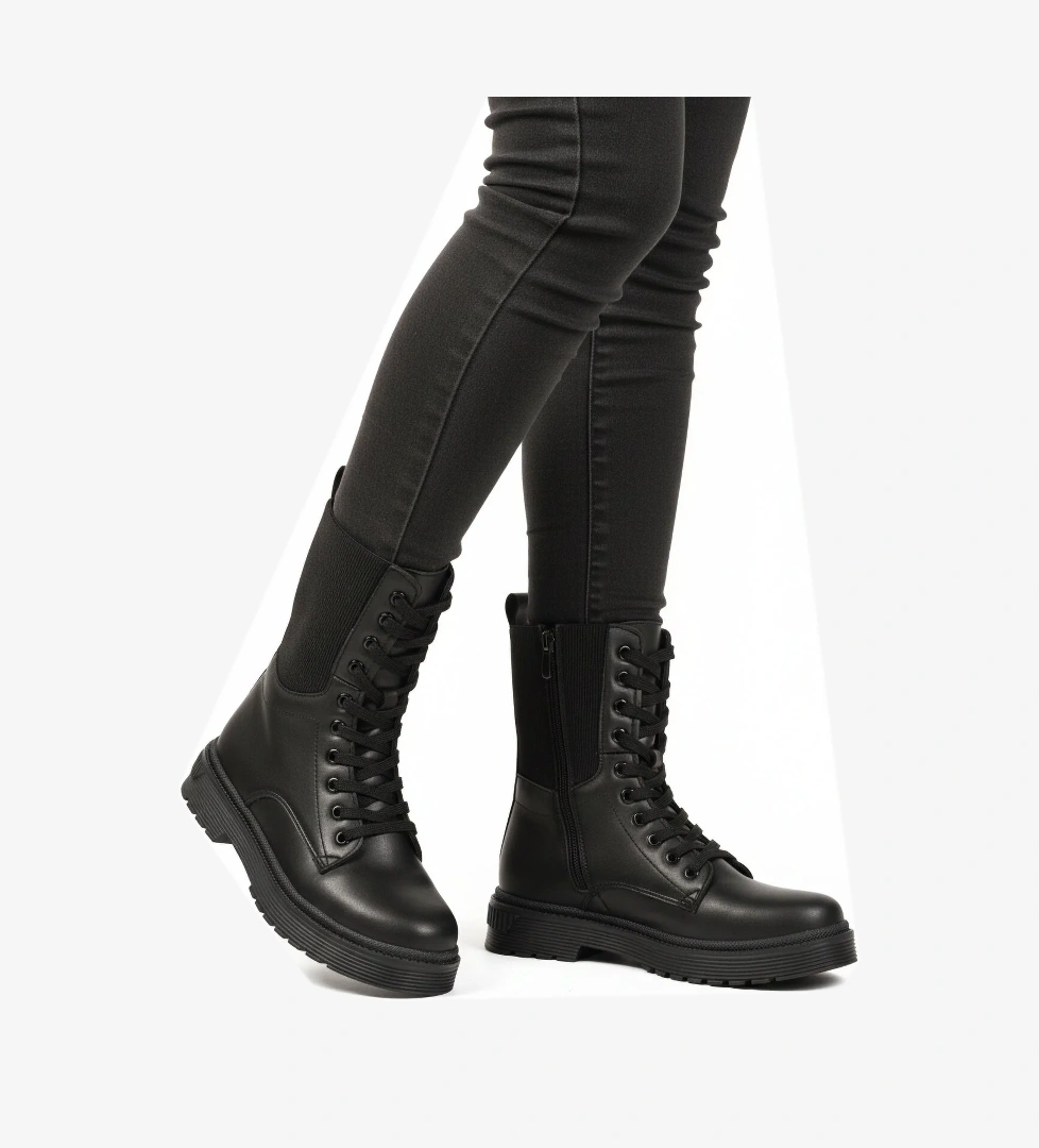 Aspor Siyah İçi Polarlı Fermuarlı Kadın Bot