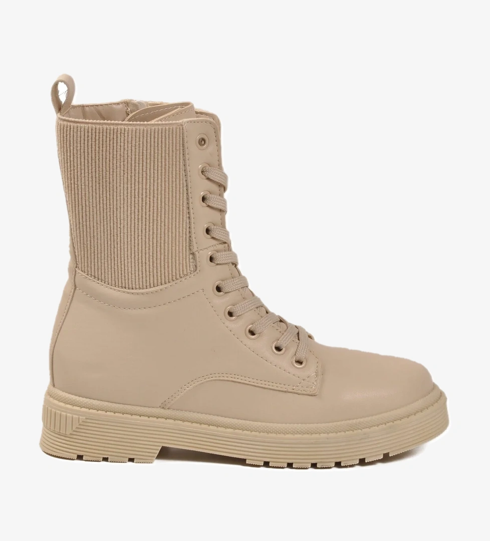 Aspor Bej İçi Polarlı Fermuarlı Kadın Bot