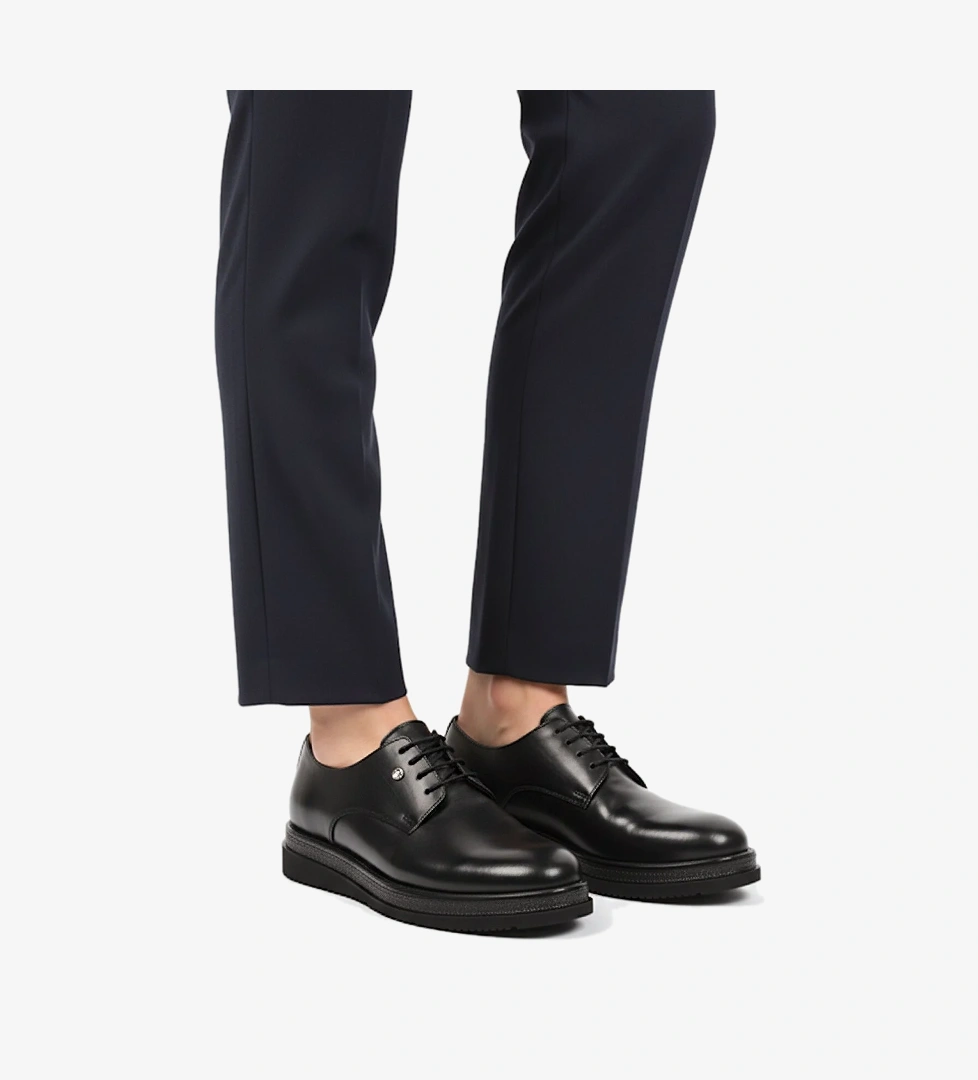 Siyah Hakiki Deri Eva Taban Erkek Klasik Ayakkabı