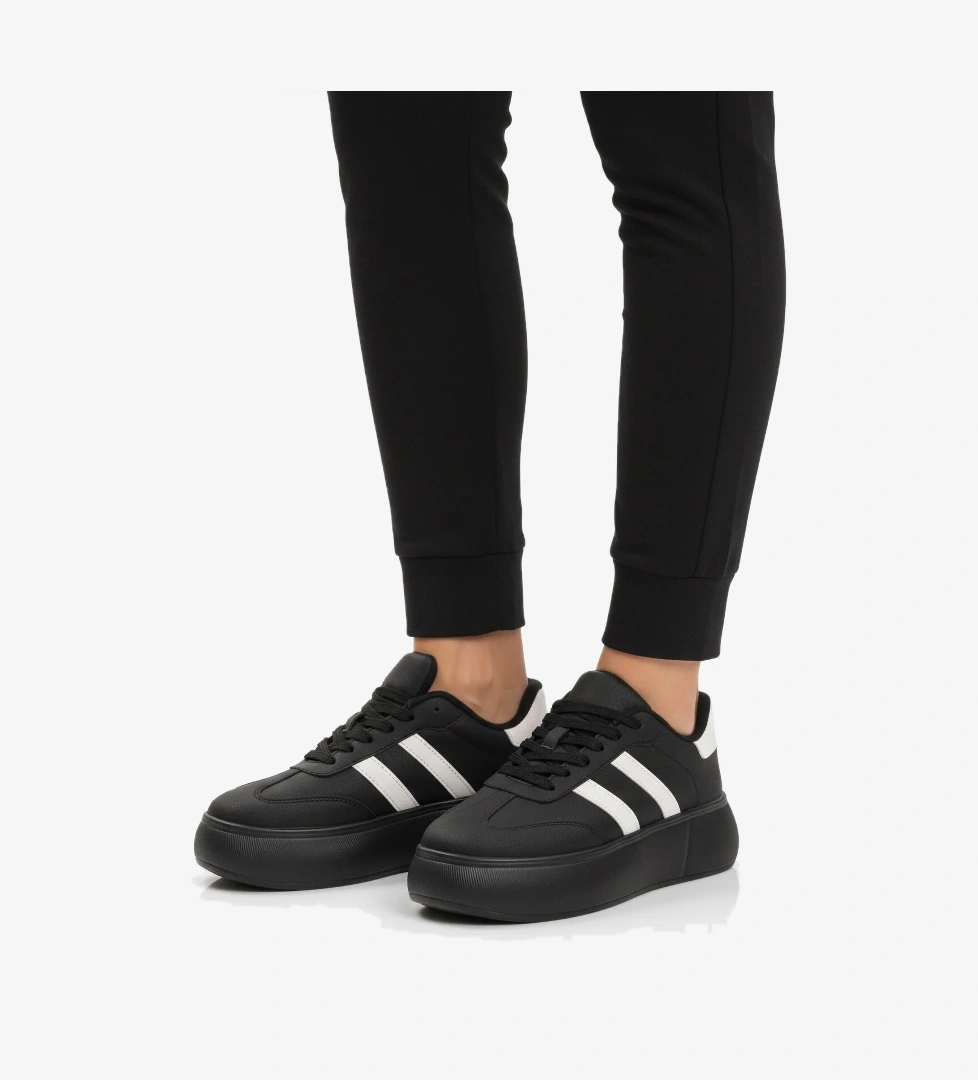 Aspor Siyah Yüksek Taban Bağcıklı Unisex Sneaker