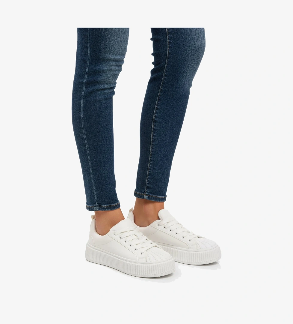 Aspor Beyaz Bağcıklı Unisex Spor Ayakkabı