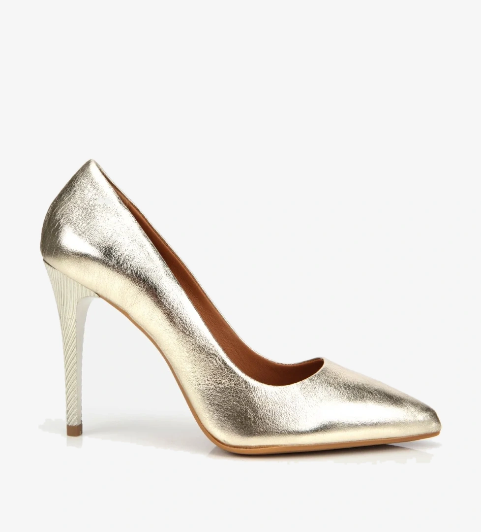 Kadın Deri Gold Yüksek Topuklu Stiletto - Görsel 1