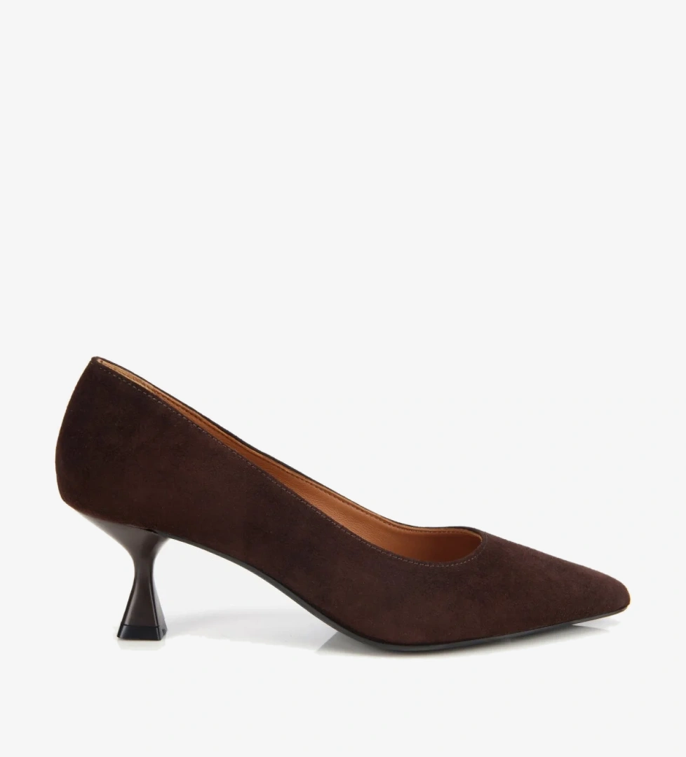 Hotiç Kadın Süet Deri Siyah Kahverengi Esnek Tabanlı İnce Topuklu Stiletto model görseli