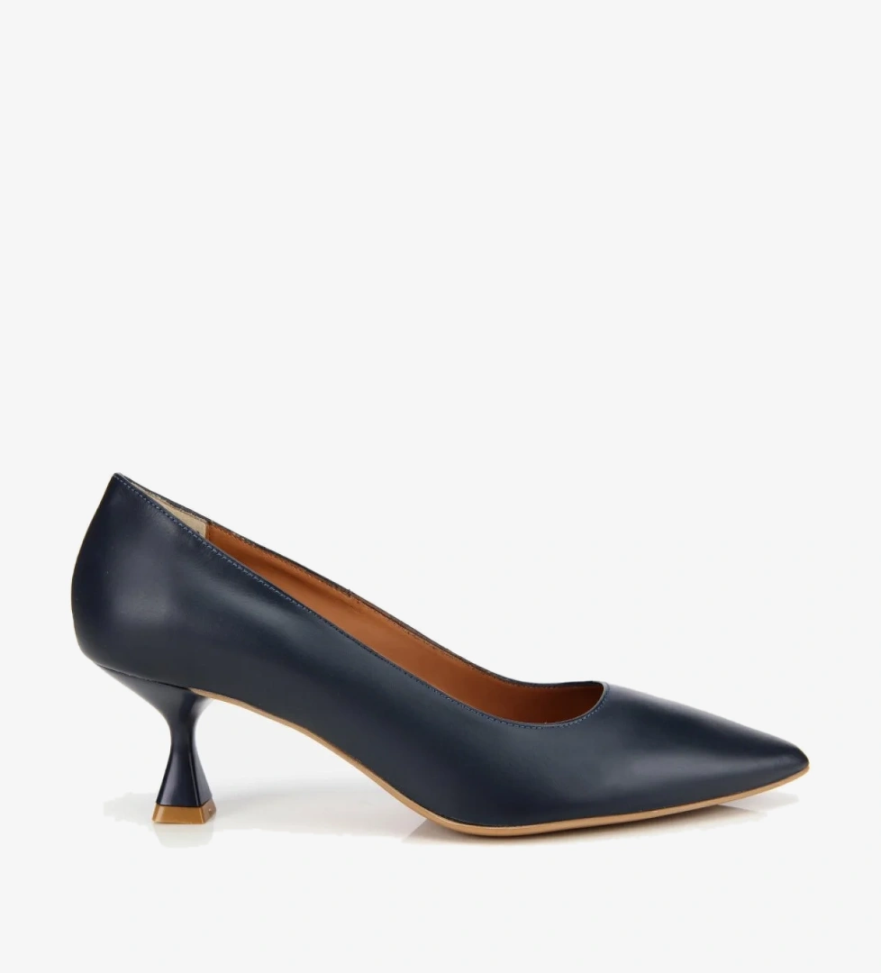 Kadın Deri Lacivert Esnek Tabanlı İnce Topuklu Stiletto