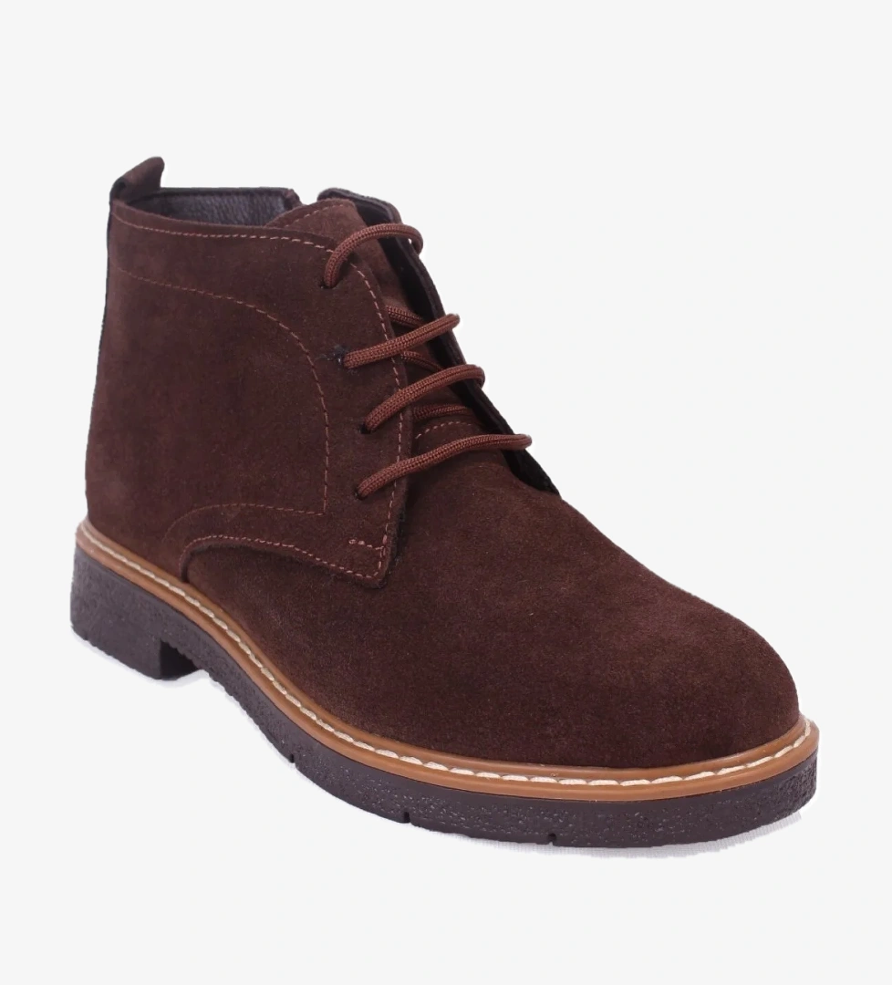 DZA07-1236028 Kahve Süet Günlük Düz Topuk Deri Kadın Bot