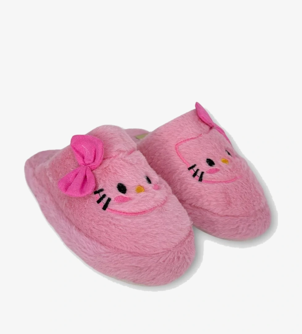 HelloKitty Figürlü Sıcak Tutan Kışlık Kadın Ev Terliği PEMBE