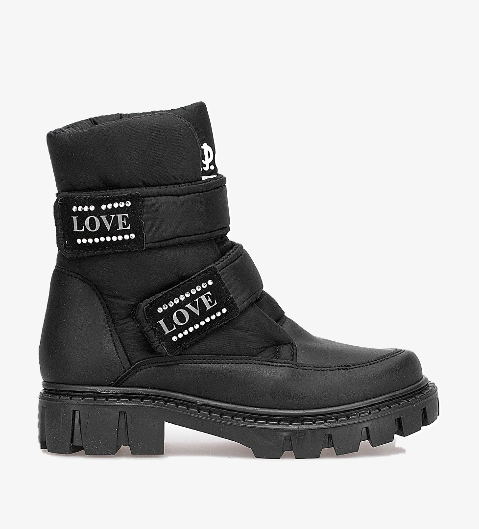 252-3561FT Filet Kız Çocuk Düz Bot Siyah - Görsel 1